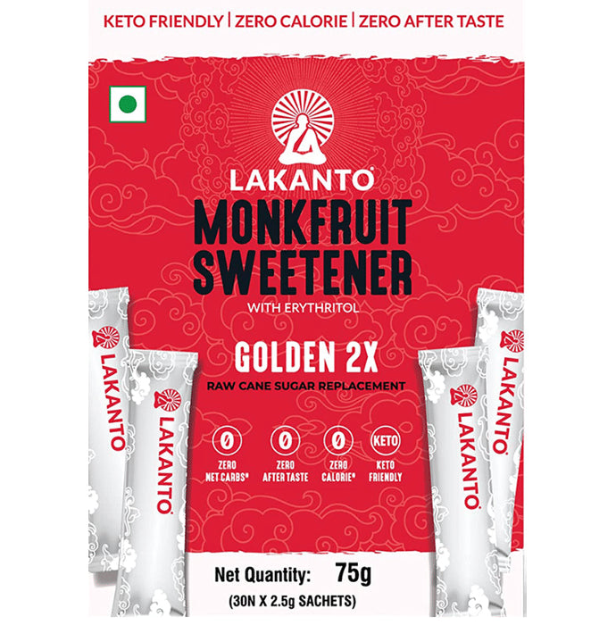 Lakanto Natural Sweetener-Golden Japanese Monkfruit Sticks | Sugarfree, Zero Calories (2.5gm Each) - Classic Derma
