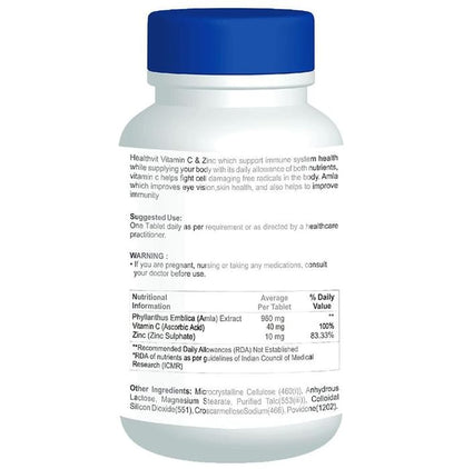 HealthVit C-Vitan-N Natural Vitamin C and Zinc 1000mg Tablet