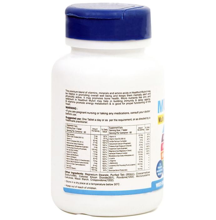 HealthVit Mulvit Multivitamins, Minerals & Antioxidants | For Skin, Eyes, Bones, Heart & Immunity | Tablet