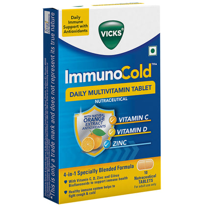 Vicks ImmunoCold Daily Multivitamin with Zinc for Immunity | Fights Cough & Cold | Tablet - Classic Derma