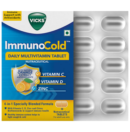 Vicks ImmunoCold Daily Multivitamin with Zinc for Immunity | Fights Cough & Cold | Tablet