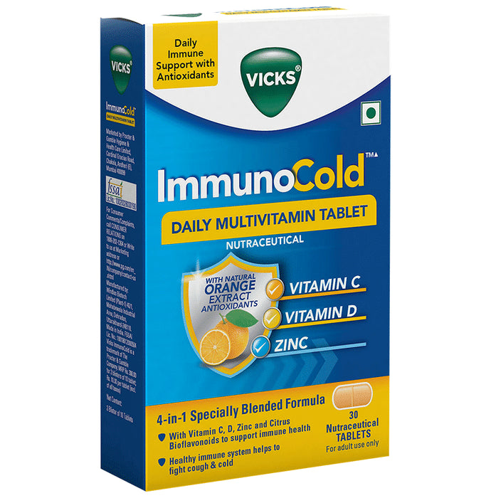 Vicks ImmunoCold Daily Multivitamin with Zinc for Immunity | Fights Cough & Cold | Tablet - Classic Derma