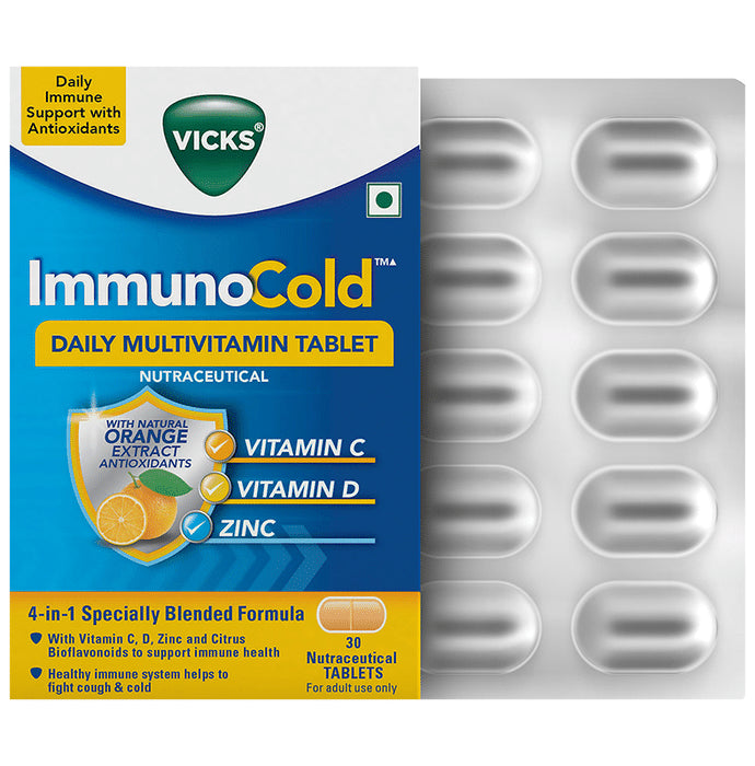 Vicks ImmunoCold Daily Multivitamin with Zinc for Immunity | Fights Cough & Cold | Tablet
