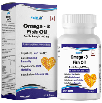 HealthVit Omega-3 Fish Oil 1000mg | EPA Softgel | For Heart & Joints Health - Classic Derma