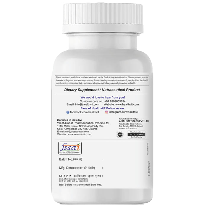 HealthVit Omega-3 Fish Oil 1000mg | EPA Softgel | For Heart & Joints Health