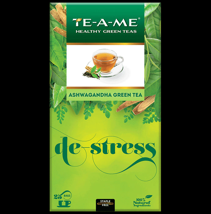 TE-A-ME De-Stress Ashwagandha Green Tea Bag (25 Each) - Classic Derma