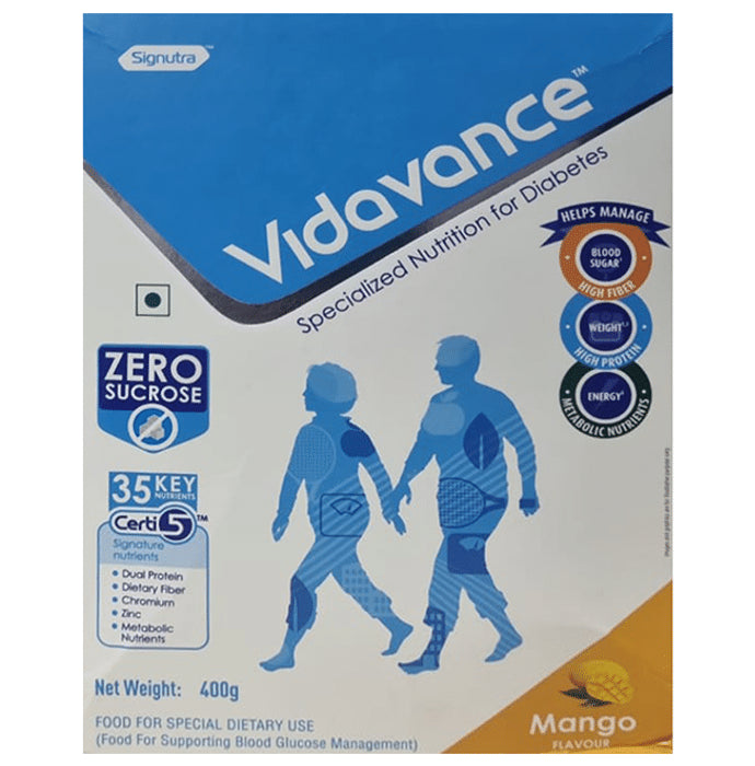 Vidavance Powder for Diabetes | Supports Blood Glucose Management | Sucrose Free | Flavour Mango - Classic Derma