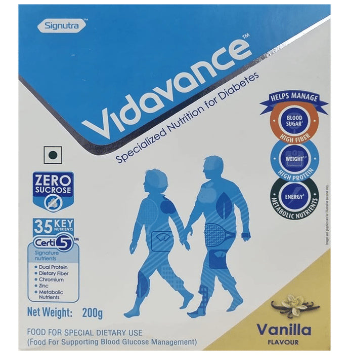 Vidavance Powder for Diabetes | Supports Blood Glucose Management | Sucrose Free | Flavour Vanilla - Classic Derma