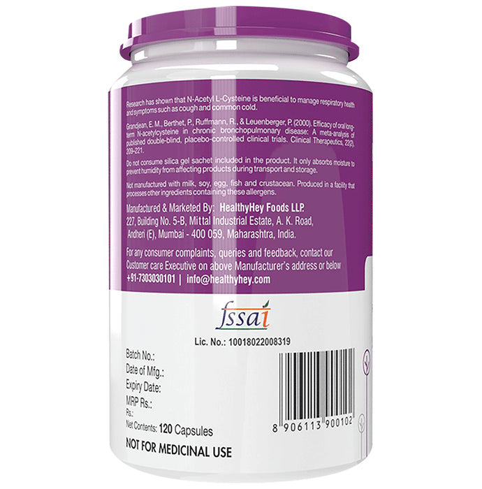 HealthyHey Nutrition N-Acetyl L-Cysteine 500mg for Healthy Respiratory Function | Capsule