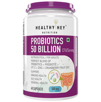 HealthyHey Nutrition Probiotics 50 Billion CFU 500mg Veg Capsule - Classic Derma