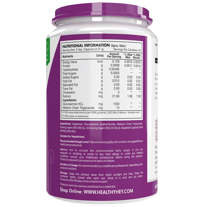 HealthyHey Nutrition Vegetarian Glucosamine HCL Vegetable Capsule