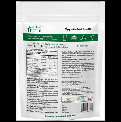 HealthyHey Organic Plant Based & Naturally Sourced Biotin Powder