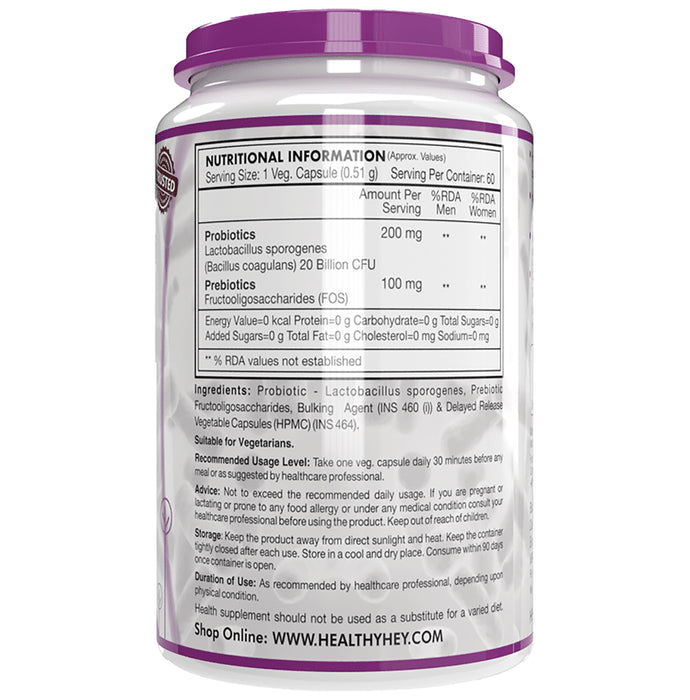 HealthyHey PreBiotics + ProBiotics Delayed Release Capsule