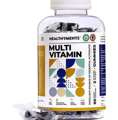 Healthyments Immunity Booster Combo Pack of Multivitamin Gummies Strawberry & Immune Support Gummies Black Currant (60 Each)