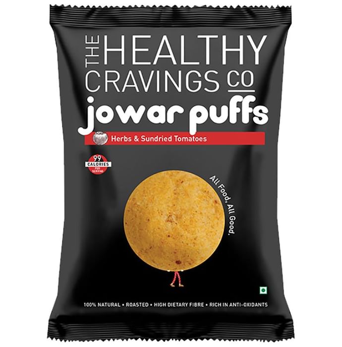 The Healthy Cravings Co Roasted Jowar Puffs (50gm Each) Herbs and Sundried Tomatoes - Classic Derma