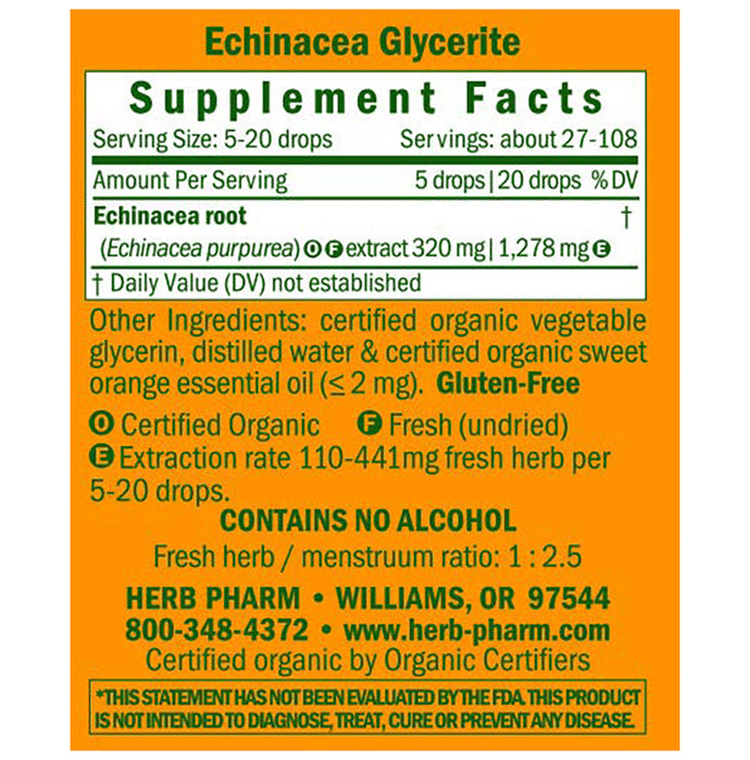 Herb pharm Kids Echinacea Immune System Support Orange