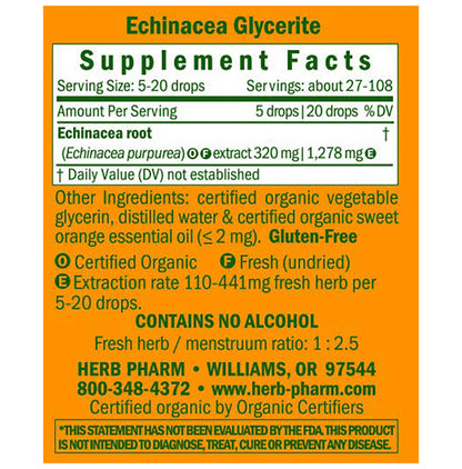 Herb pharm Kids Echinacea Immune System Support Orange