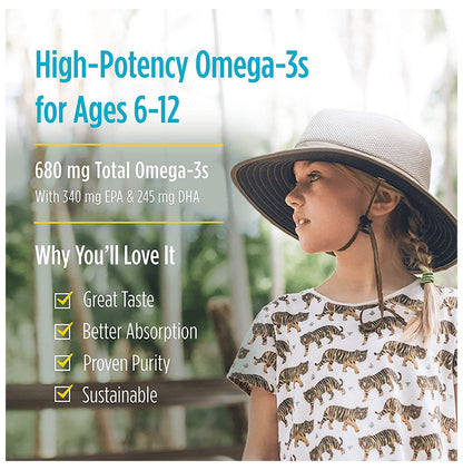 Nordic Naturals 6 to 12 Yrs Ultimate Omega 3 680mg Junior Mini Soft Gel Supports Brain Health and Mood Strawberry