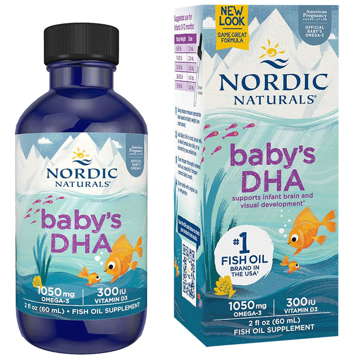 Nordic Naturals Baby's DHA 1050mg Omega 3 with Vitamin D3, Supports Infant Brain and Visual Development - Classic Derma