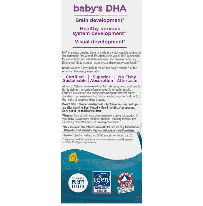 Nordic Naturals Baby's DHA 1050mg Omega 3 with Vitamin D3, Supports Infant Brain and Visual Development