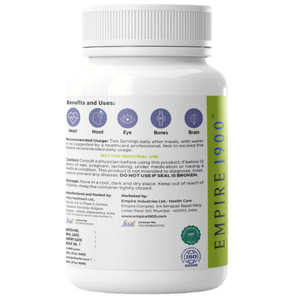 EMPIRE 1900 Omega-3 Vegan Capsules | Omega-3 for Vegetarians |Vegan Omega-3 Supplement |