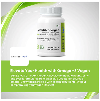 EMPIRE 1900 Omega-3 Vegan Capsules | Omega-3 for Vegetarians |Vegan Omega-3 Supplement |