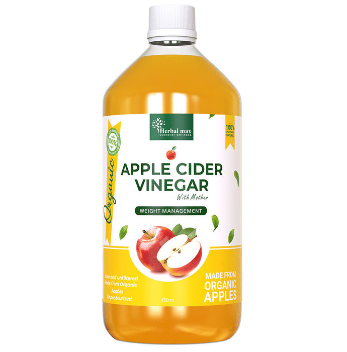 Herbal Max 100% Organic Apple Cider Vinegar with Mother (450ml Each) - Classic Derma