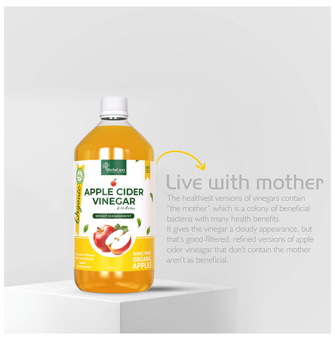 Herbal Max 100% Organic Apple Cider Vinegar with Mother (450ml Each)