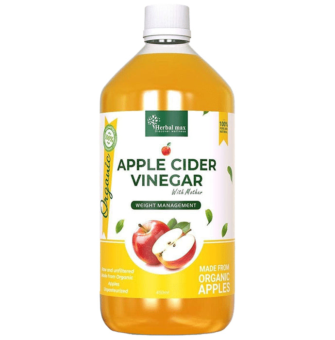 Herbal Max 100% Organic Apple Cider Vinegar with Mother (450ml Each) - Classic Derma