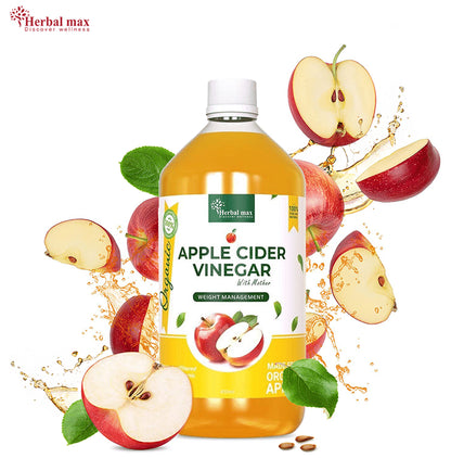 Herbal Max 100% Organic Apple Cider Vinegar with Mother (450ml Each)