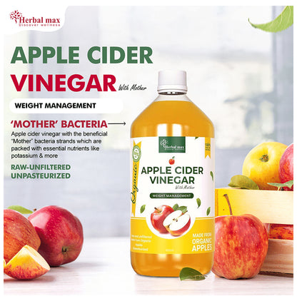 Herbal Max 100% Organic Apple Cider Vinegar with Mother (450ml Each)