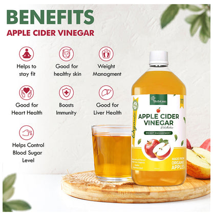 Herbal Max 100% Organic Apple Cider Vinegar with Mother (450ml Each)