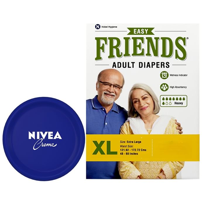 Combo Pack of Friends Easy 10 Adult Diaper, XL & Nivea Creme 100ml - Classic Derma