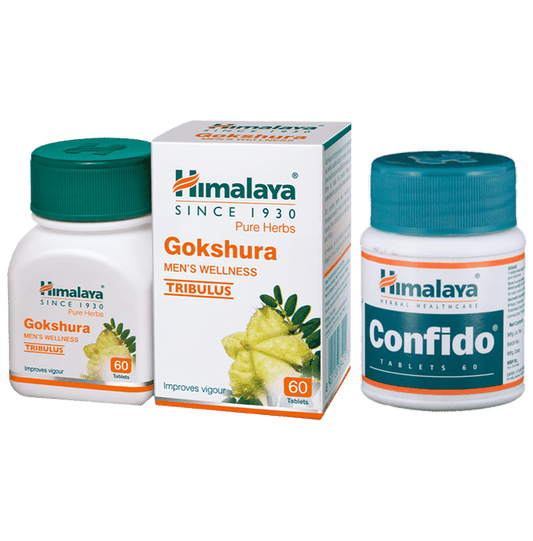 Combo Pack of Himalaya Confido Tablet & Himalaya Wellness Pure Herbs Gokshura Tablet (60 Each) - Classic Derma