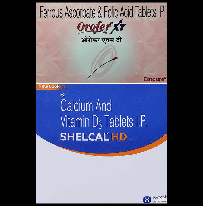 Combo Pack of Shelcal - HD Tablet (15) & Orofer XT Tablet (10) - Classic Derma