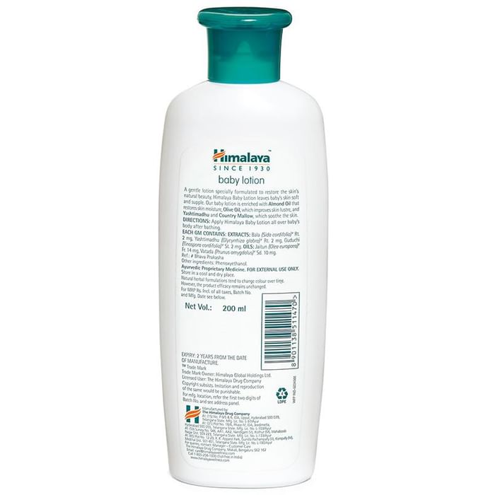 Himalaya Baby Lotion with Almond & Olive Oil | Nourishes & Moisturises Baby's Skin | Paraben-Free