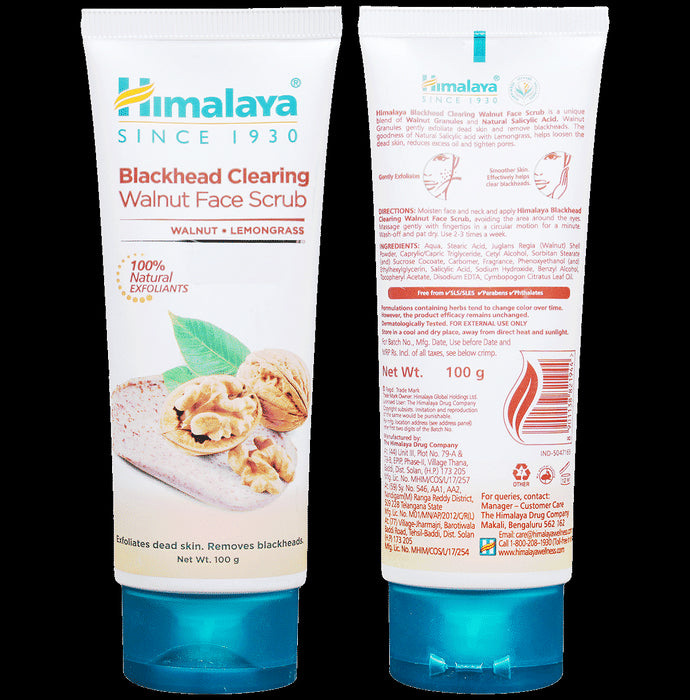 Himalaya Blackhead Clearing Walnut + Lemongrass Face Scrub | Exfoliates Dead Skin - Classic Derma