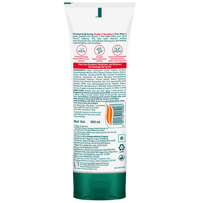 Himalaya Brightening Vitamin C Face Face Wash Strawberry