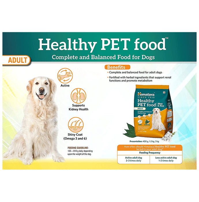 Himalaya Healthy Pet Food for Adult Dogs | With Omega 3 & 6 for Shiny Coat, Kidney Support & Energy | Meat & Rice