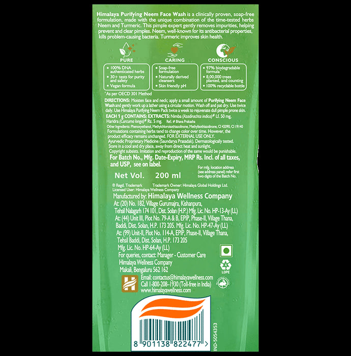 Himalaya Herbals Purifying Neem Face Wash | For Acne & Pimple Relief | Paraben and Soap Free Face Care Product