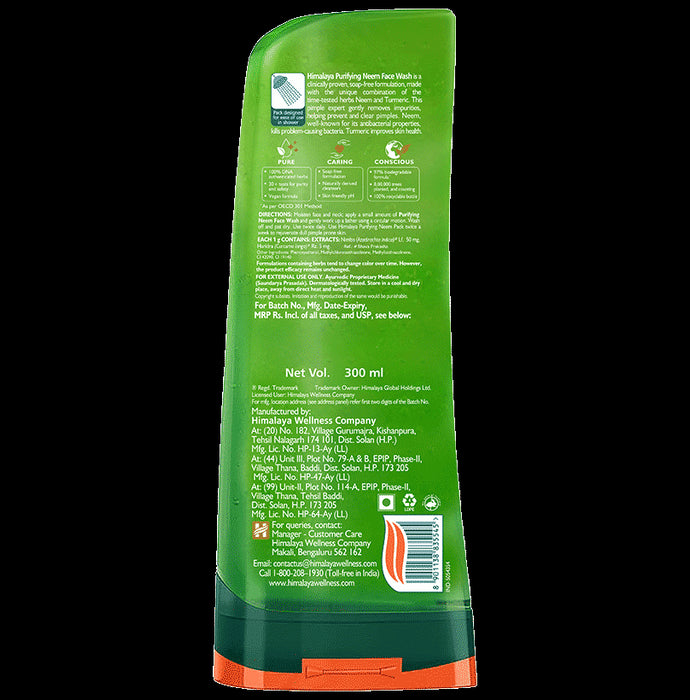 Himalaya Herbals Purifying Neem Face Wash | For Acne & Pimple Relief | Paraben and Soap Free Face Care Product