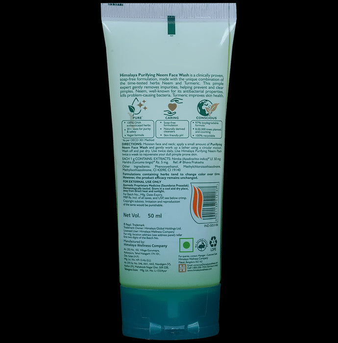 Himalaya Herbals Purifying Neem Face Wash | For Acne & Pimple Relief | Paraben and Soap Free Face Care Product