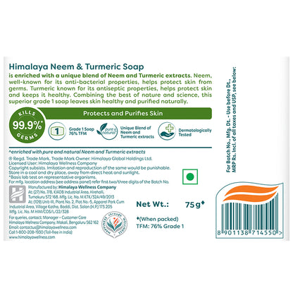 Himalaya Neem & Turmeric Soap | Pure & Natural | Protects & Purifies Skin