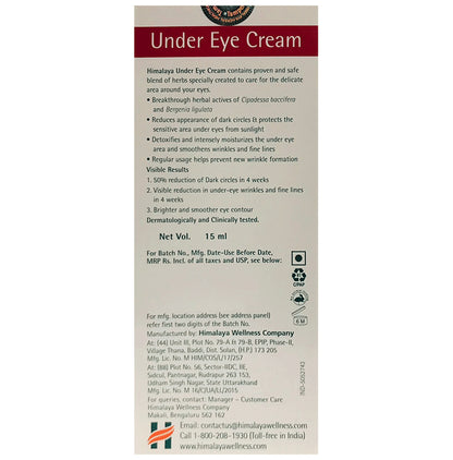 Himalaya Personal Care Under Eye Cream | Reduces Dark Circles, Wrinkles & Fine Lines | For Eye Care