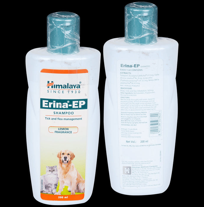Himalaya Pet Care Himalaya Erina-EP Tick and Flea Control Shampoo (For Pets) Lemon Fragrance - Classic Derma
