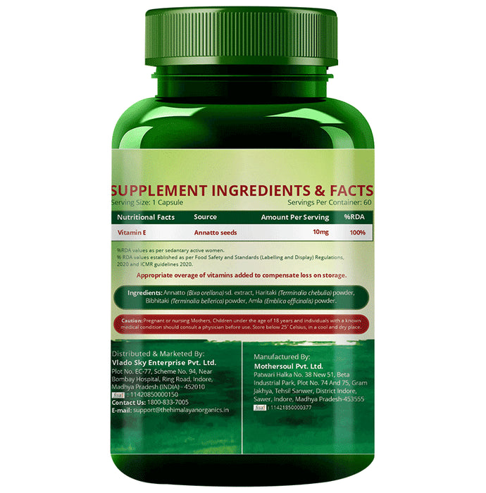 Himalayan Organics Plant Based Vitamin E 10mg Vegetarian Capsule