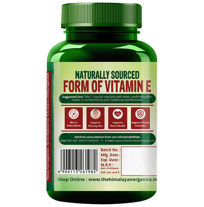 Himalayan Organics Plant Based Vitamin E 10mg Vegetarian Capsule