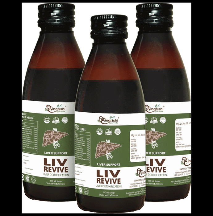 Hindrishi Ayurveda Liv Revive Syrup for Liver Detoxification & Treats Fatty Liver (150ml Each) - Classic Derma