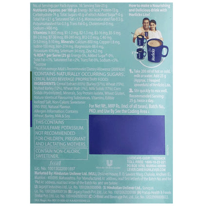 Horlicks Lite with Antioxidant Nutrients, Protein & No Added Sugar for Stamina, Bones, Immunity & Growth Powder Badam