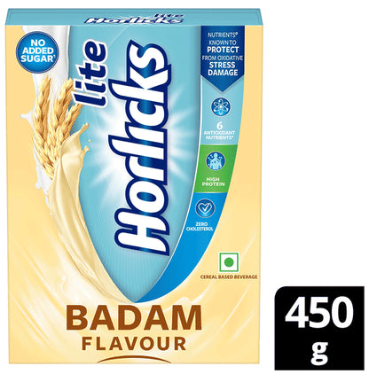 Horlicks Lite with Antioxidant Nutrients, Protein & No Added Sugar for Stamina, Bones, Immunity & Growth Powder Badam